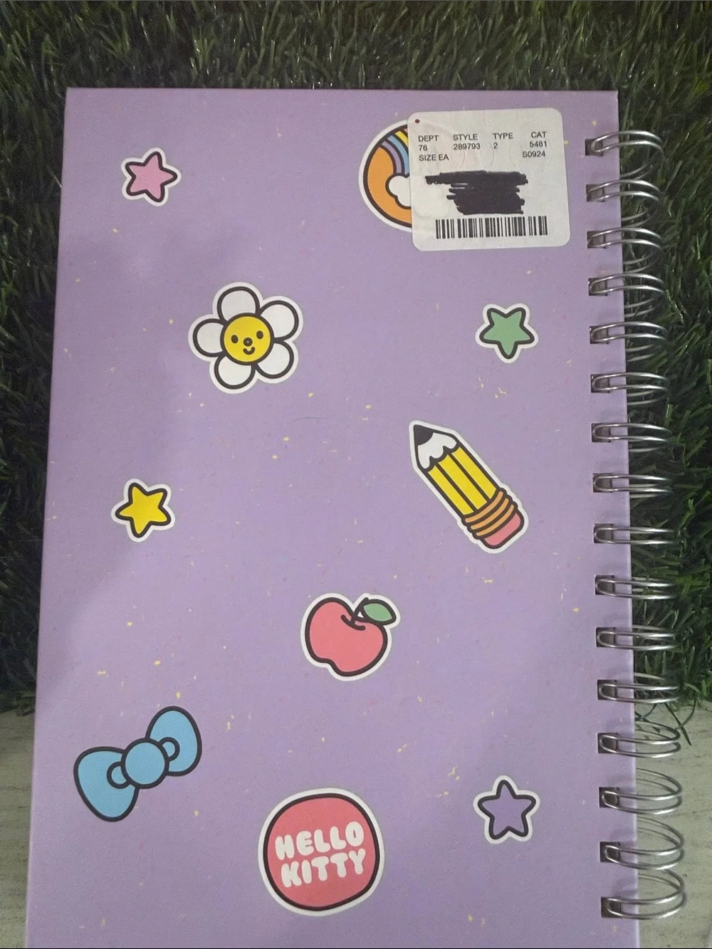 Sanrio Hello Kitty Purple Spiral Notebook - school themed